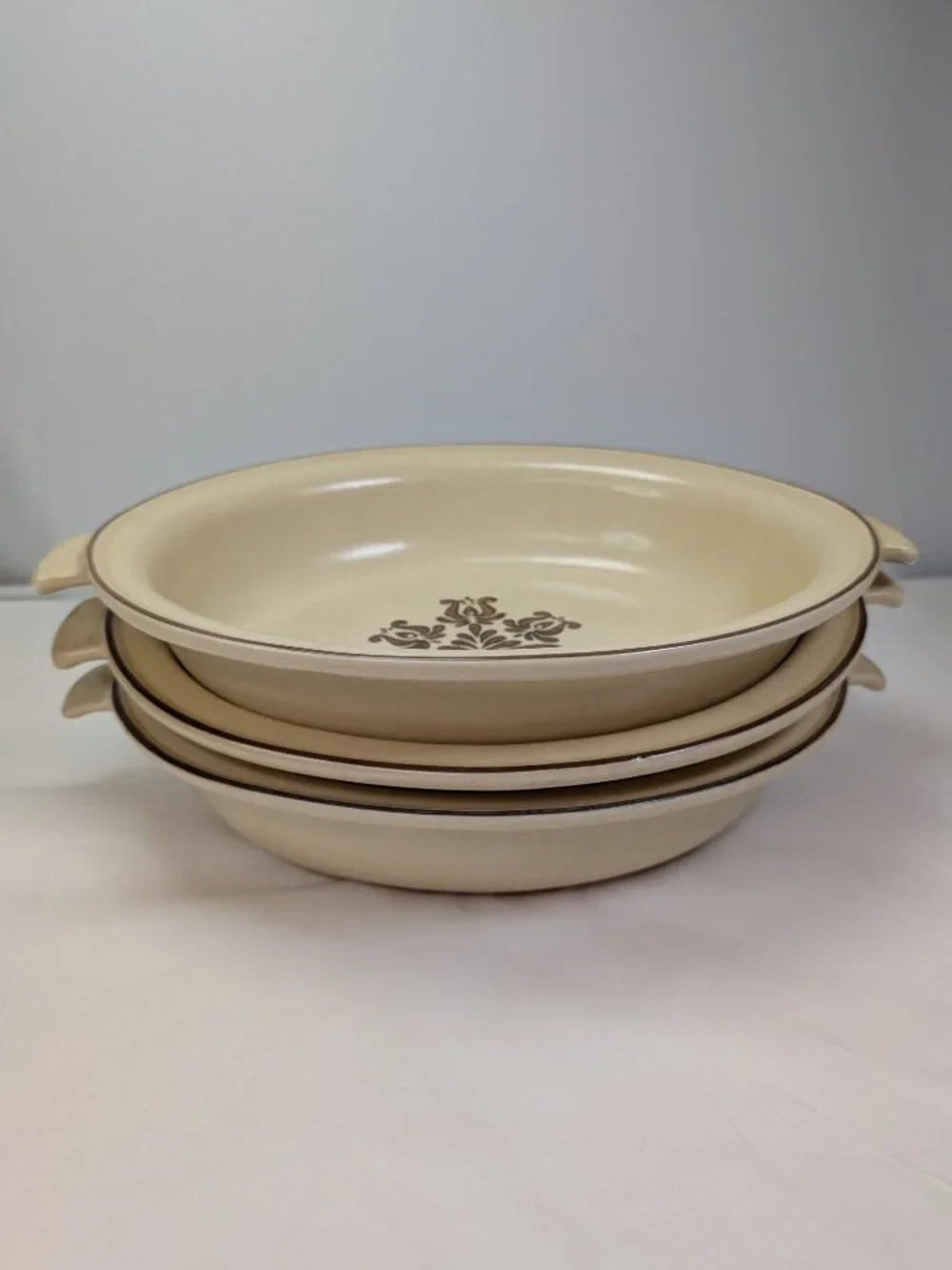Pfaltzgraff Village Oval Steak (3) Platters / Bakers TESTED & RING TRUE Nesting